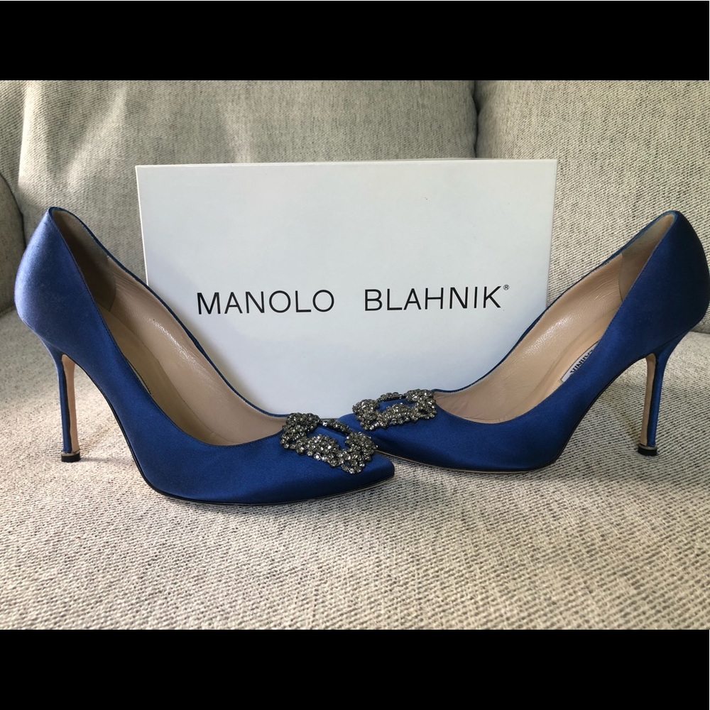 Manolo Blahnik Blue Heels with Embellishments